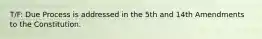 T/F: Due Process is addressed in the 5th and 14th Amendments to the Constitution.