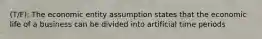 (T/F): The economic entity assumption states that the economic life of a business can be divided into artificial time periods