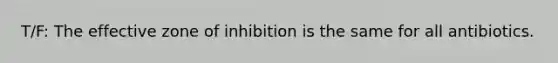 T/F: The effective zone of inhibition is the same for all antibiotics.