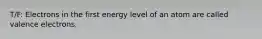 T/F: Electrons in the first energy level of an atom are called valence electrons.