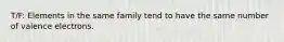 T/F: Elements in the same family tend to have the same number of valence electrons.