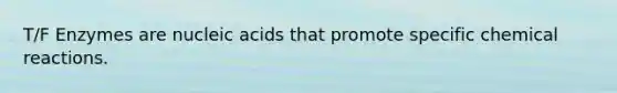 T/F Enzymes are nucleic acids that promote specific chemical reactions.