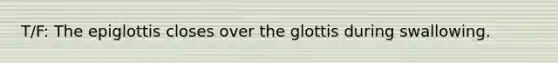T/F: The epiglottis closes over the glottis during swallowing.