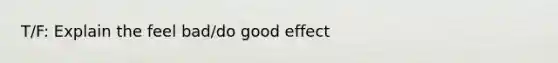 T/F: Explain the feel bad/do good effect