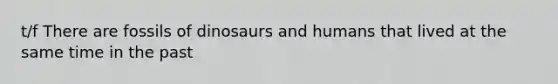 t/f There are fossils of dinosaurs and humans that lived at the same time in the past