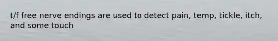 t/f free nerve endings are used to detect pain, temp, tickle, itch, and some touch