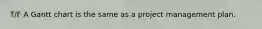 T/F A Gantt chart is the same as a project management plan.