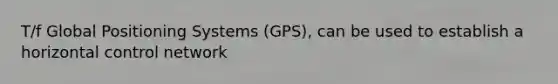 T/f Global Positioning Systems (GPS), can be used to establish a horizontal control network