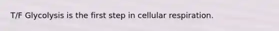 T/F Glycolysis is the first step in cellular respiration.