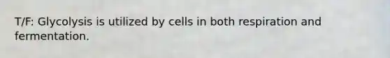 T/F: Glycolysis is utilized by cells in both respiration and fermentation.