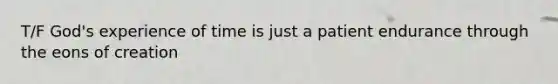 T/F God's experience of time is just a patient endurance through the eons of creation