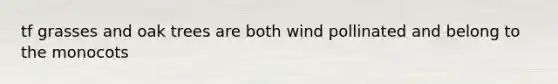 tf grasses and oak trees are both wind pollinated and belong to the monocots