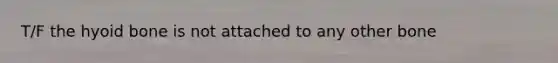 T/F the hyoid bone is not attached to any other bone