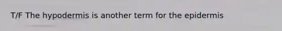 T/F The hypodermis is another term for the epidermis