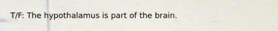 T/F: The hypothalamus is part of the brain.