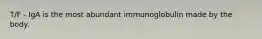 T/F - IgA is the most abundant immunoglobulin made by the body.