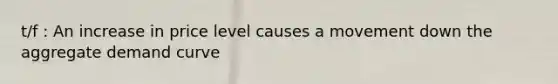 t/f : An increase in price level causes a movement down the aggregate demand curve