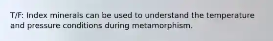 T/F: Index minerals can be used to understand the temperature and pressure conditions during metamorphism.