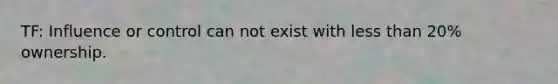 TF: Influence or control can not exist with less than 20% ownership.