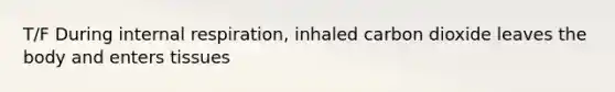 T/F During internal respiration, inhaled carbon dioxide leaves the body and enters tissues