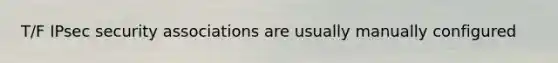 T/F IPsec security associations are usually manually configured