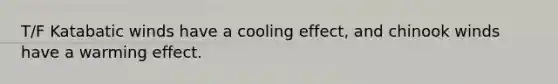 T/F Katabatic winds have a cooling effect, and chinook winds have a warming effect.