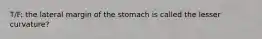 T/F: the lateral margin of the stomach is called the lesser curvature?