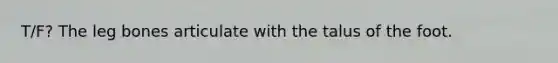 T/F? The leg bones articulate with the talus of the foot.