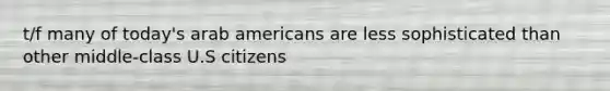 t/f many of today's arab americans are less sophisticated than other middle-class U.S citizens