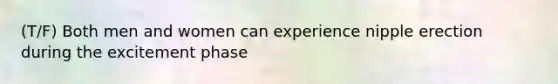 (T/F) Both men and women can experience nipple erection during the excitement phase