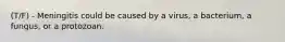 (T/F) - Meningitis could be caused by a virus, a bacterium, a fungus, or a protozoan.