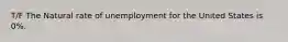 T/F The Natural rate of unemployment for the United States is 0%.