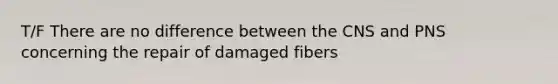 T/F There are no difference between the CNS and PNS concerning the repair of damaged fibers