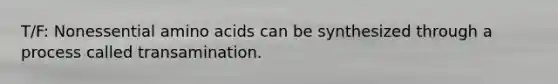 T/F: Nonessential amino acids can be synthesized through a process called transamination.