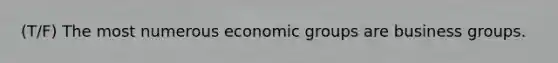 (T/F) The most numerous economic groups are business groups.