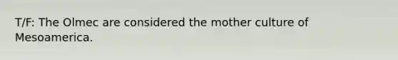 T/F: The Olmec are considered the mother culture of Mesoamerica.