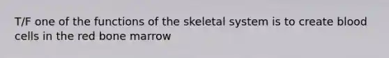 T/F one of the functions of the skeletal system is to create blood cells in the red bone marrow