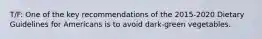 T/F: One of the key recommendations of the 2015-2020 Dietary Guidelines for Americans is to avoid dark-green vegetables.