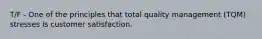 T/F - One of the principles that total quality management (TQM) stresses is customer satisfaction.