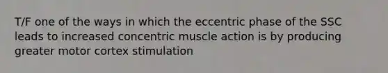 T/F one of the ways in which the eccentric phase of the SSC leads to increased concentric muscle action is by producing greater motor cortex stimulation