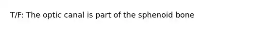 T/F: The optic canal is part of the sphenoid bone