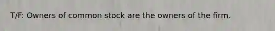 T/F: Owners of common stock are the owners of the firm.