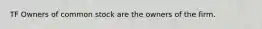 TF Owners of common stock are the owners of the firm.