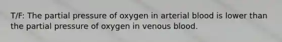 T/F: The partial pressure of oxygen in arterial blood is lower than the partial pressure of oxygen in venous blood.