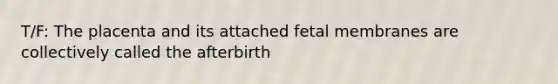 T/F: The placenta and its attached fetal membranes are collectively called the afterbirth