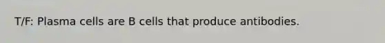 T/F: Plasma cells are B cells that produce antibodies.