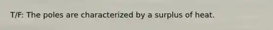 T/F: The poles are characterized by a surplus of heat.