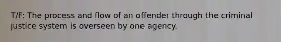 T/F: The process and flow of an offender through the criminal justice system is overseen by one agency.