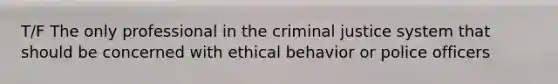 T/F The only professional in the criminal justice system that should be concerned with ethical behavior or police officers