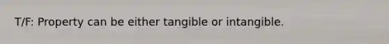 T/F: Property can be either tangible or intangible.